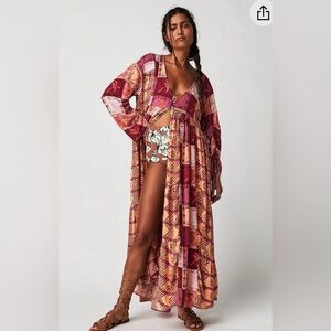 NWOT Free People Ibiza Getaway Maxi Top/Dress in Sunset Combo Size XS